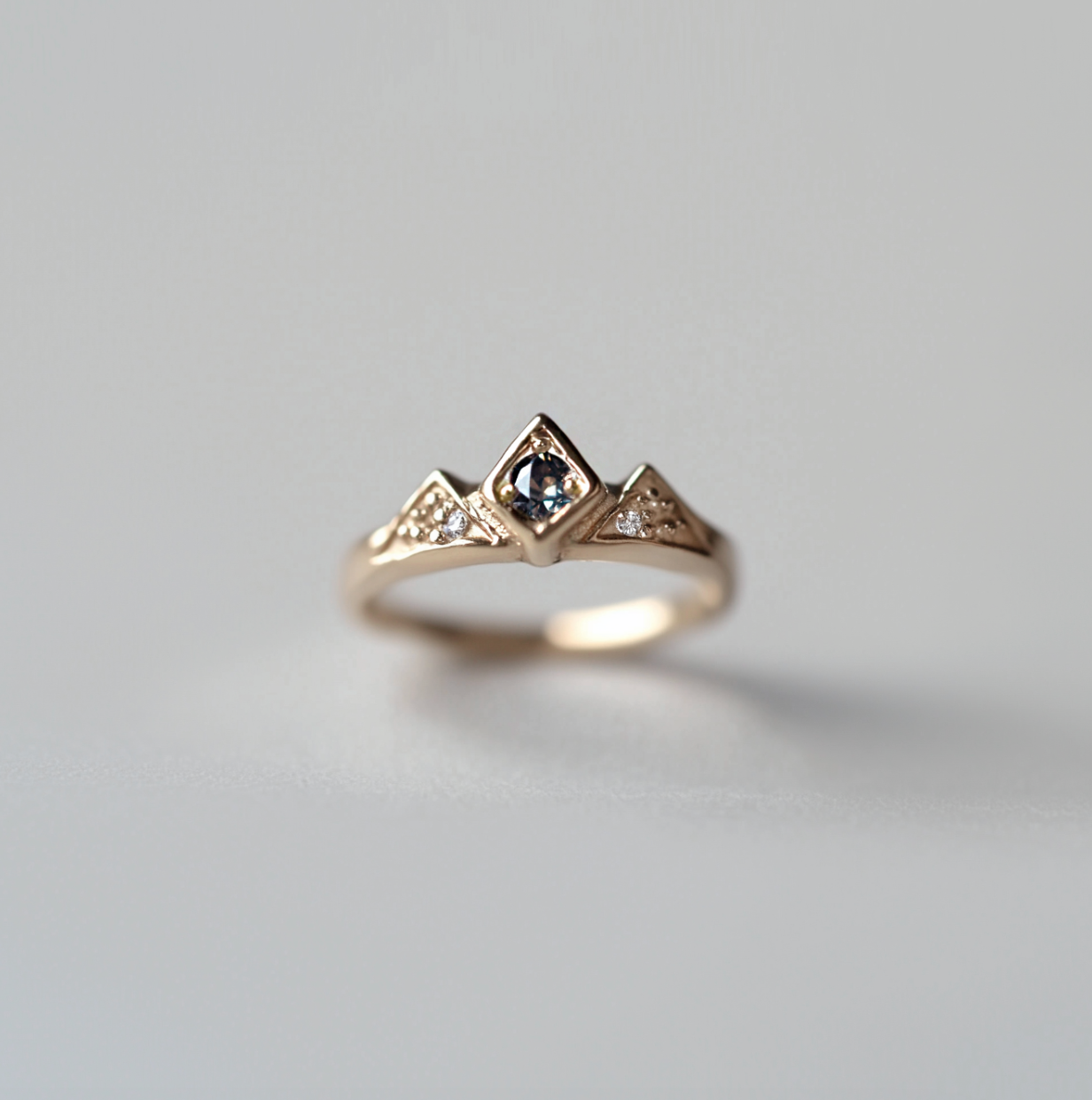 Eclipse Tiara Alexandrite Diamond Ring, Eclipse Tiara Ring, Mountain Wedding Ring