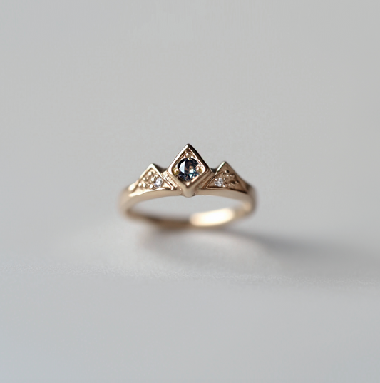 Eclipse Tiara Alexandrite Diamond Ring, Eclipse Tiara Ring, Mountain Wedding Ring
