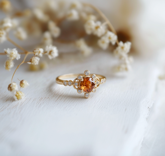 Sunset Spark Citrine Engagement ring