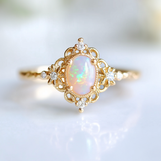 Nova Ethiopian Opal Engagement Ring, Opal ring Solid Gold