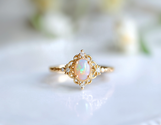 Nova Ethiopian Opal Engagement Ring, Opal ring Solid Gold