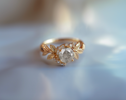 Telrunya Roof of Star Salt and Pepper Diamond Ring, Diamond Engagement Ring