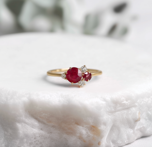 Dainty Ruby Ring, Ruby Ring, Solid Gold Ruby engagement ring, Ruby Jewelry