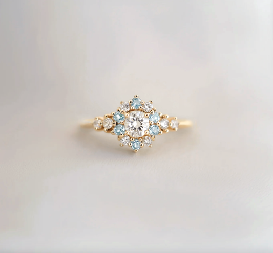 Liora Blue Aquamarine Engagement Ring, 14k Gold Aquamarine Engagement ring