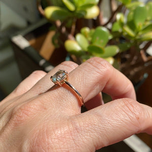 1.89 Ct Sea-Foam Green Sapphire Ring in 14k Rose Gold Low Profile Solitaire Ring, Size 6.25
