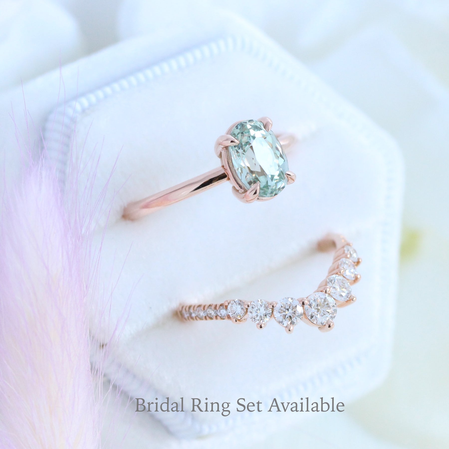 1.89 Ct Sea-Foam Green Sapphire Ring in 14k Rose Gold Low Profile Solitaire Ring, Size 6.25