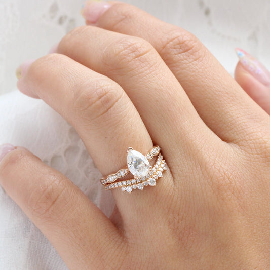 Pear Moissanite Engagement Ring in Grace Solitaire Diamond Ring