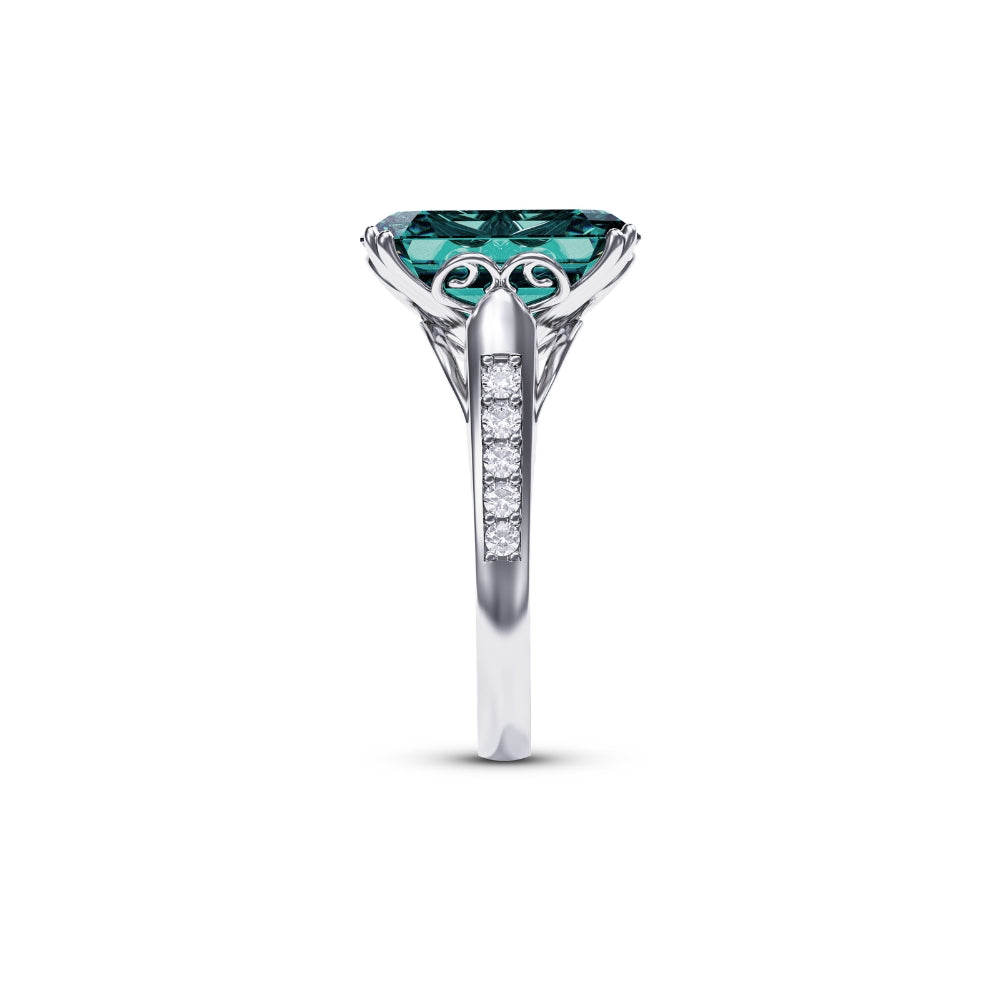 Azure Dream 5CT Emerald Cut Green Gemstone Ring