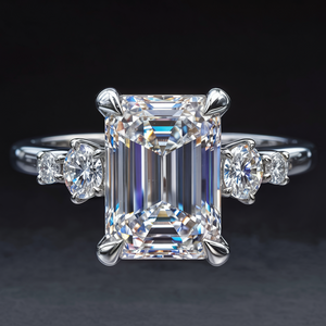 The Quinn Elise 2CT Emerald Cut Moissanite Ring