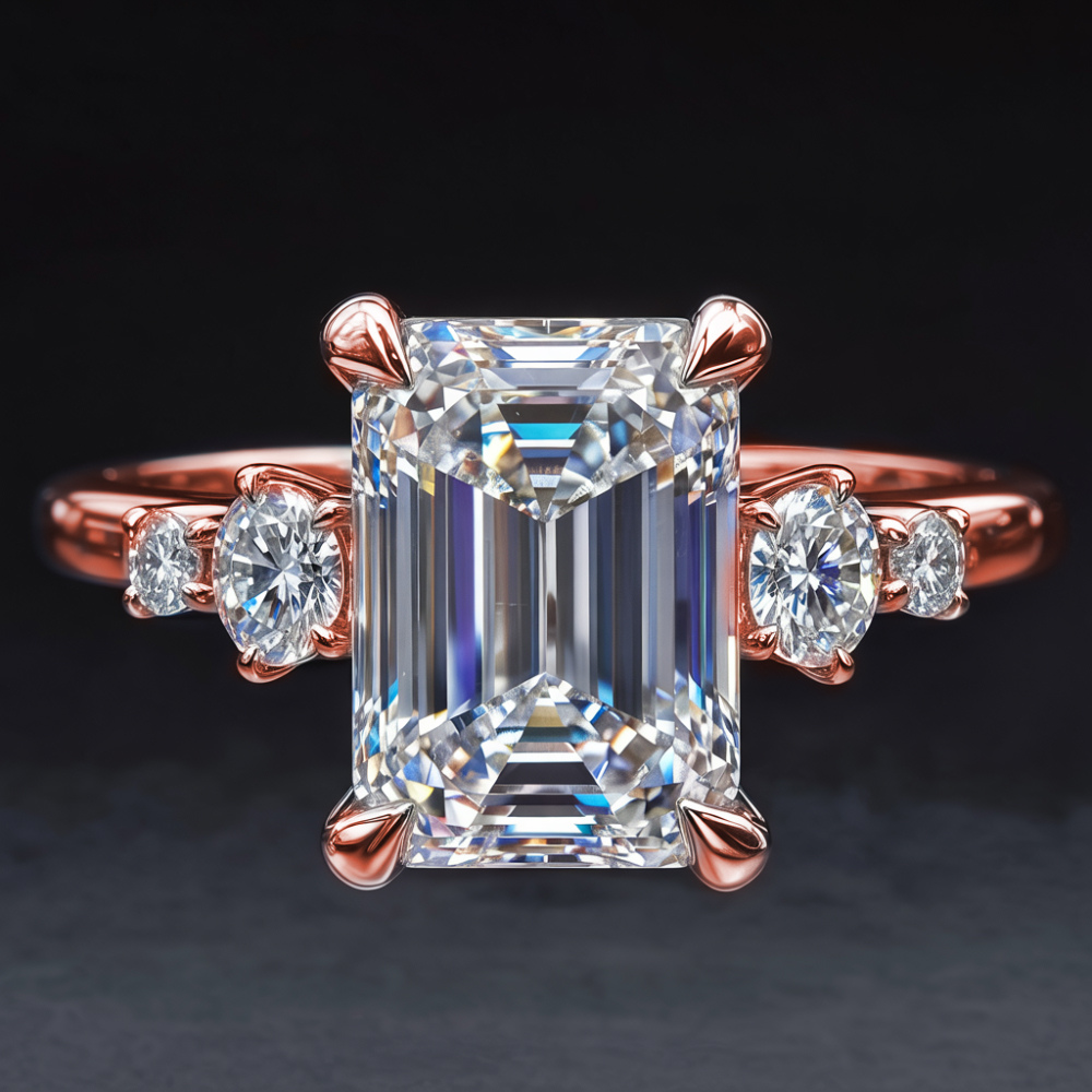 The Quinn Elise 2CT Emerald Cut Moissanite Ring