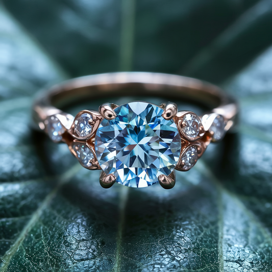 Katalina 1.5CT Vintage Round Cut Blue Gemstone Ring