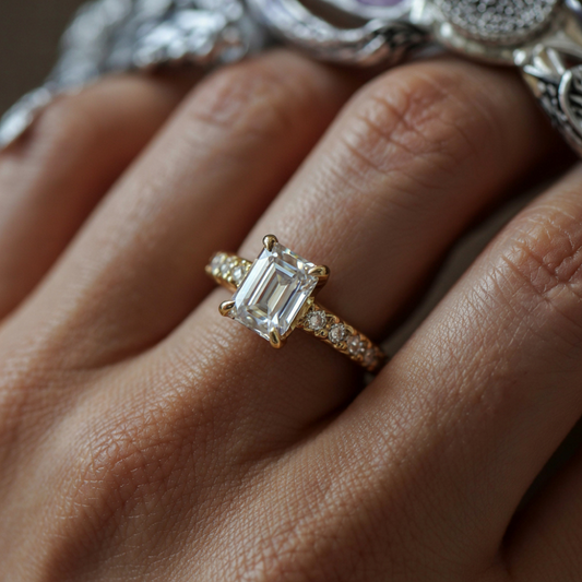 The Nova Elise 2CT Emerald Cut Moissanite Ring