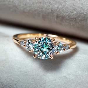 Eveline 1CT Round Cut Ocean Blue Gemstone Ring
