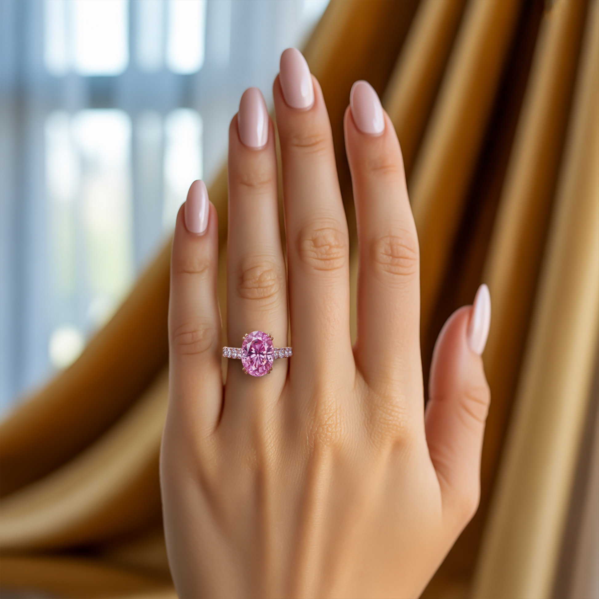 Camilla 3CT Oval-Cut  Pink Gemstone Ring