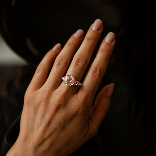 Nicolette 2CT Round Cut Pink Eternity Gemstone Ring