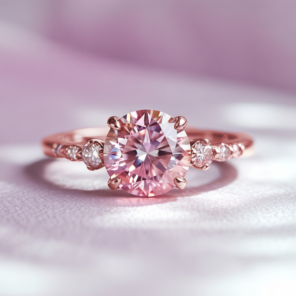 Nicolette 2CT Round Cut Pink Eternity Gemstone Ring