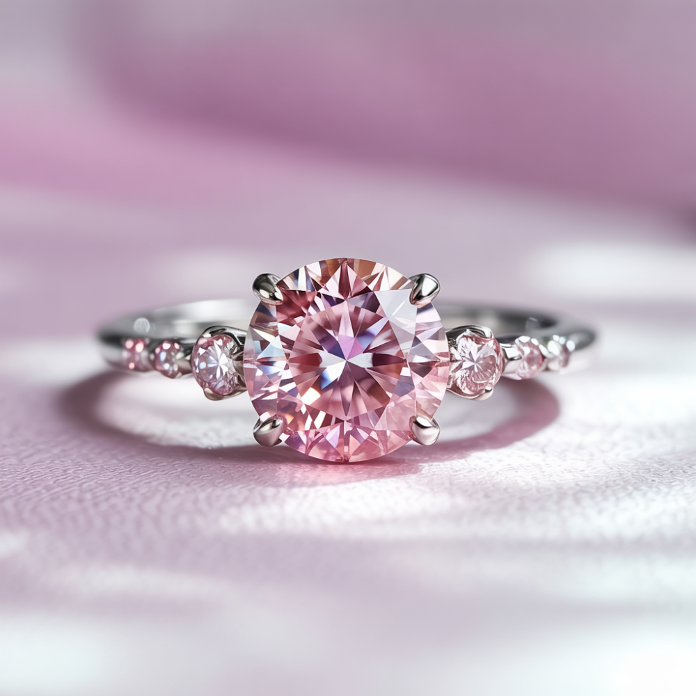 Nicolette 2CT Round Cut Pink Eternity Gemstone Ring