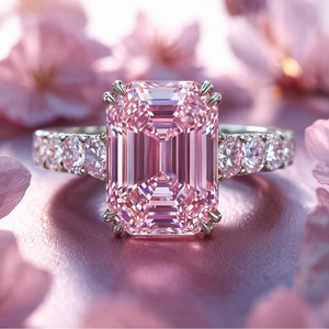Camilla 3CT Emerald Cut Pink Gemstone Ring