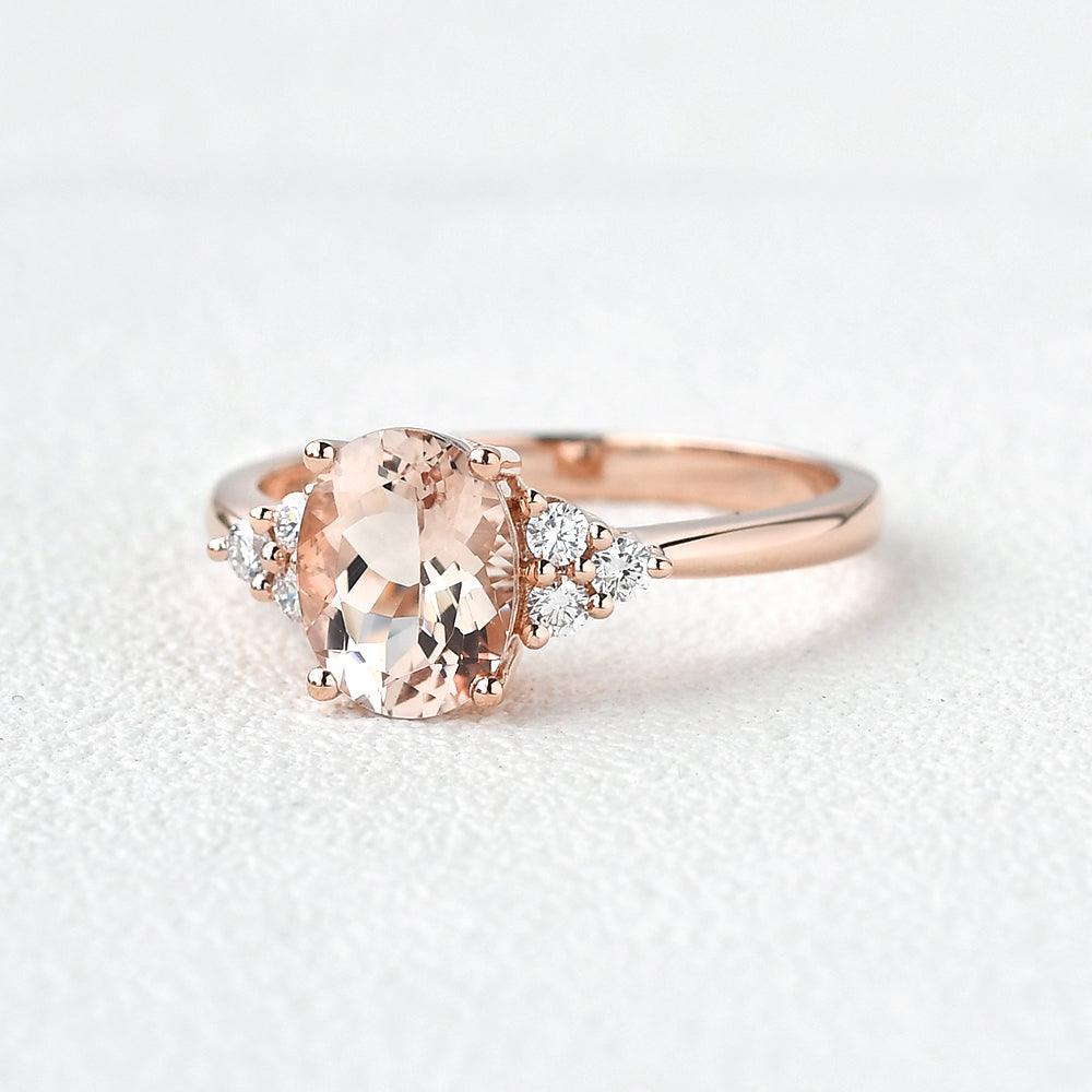Oval Moss Agate Classic Cluster Engagement Ring - Aurora