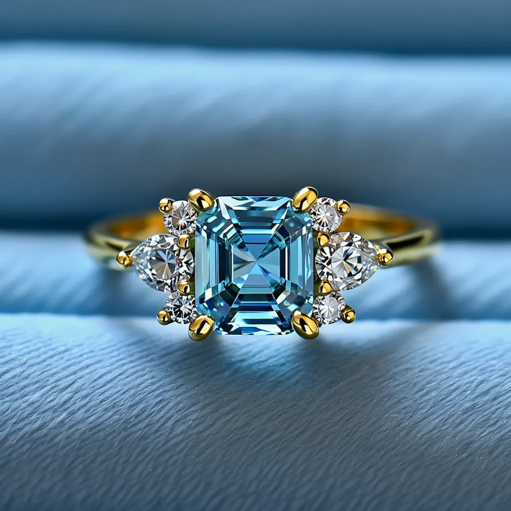 Valencia 2CT Blue Asscher Cut Blue Gemstone Ring