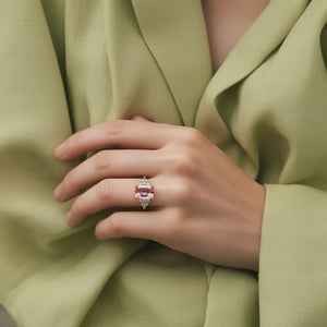 The Danica 2CT Emerald Cut Pink Gemstone Ring