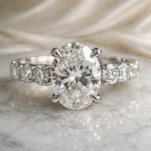 The Celestine Solitaire | 3CT Oval Moissanite Star Ring