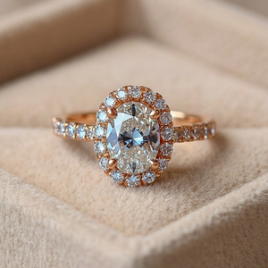 Odette‘s Halo | Oval Moissanite Ring in Morning Light