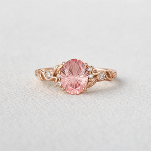 Lila Dainty Sparkle Cut Pink Sapphire Leaf Engagement Ring