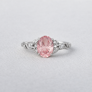 Lila Dainty Sparkle Cut Pink Sapphire Leaf Engagement Ring