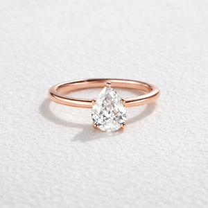 1.0ct Pear Shaped Moissanite Classic Solitaire Ring