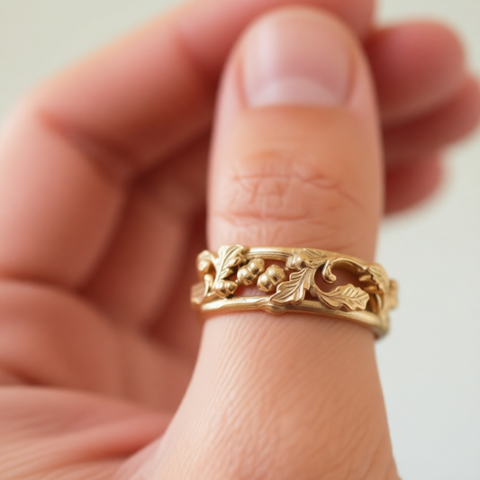 The Airy Grove | An Openwork Wide Band of Oak & Acorn