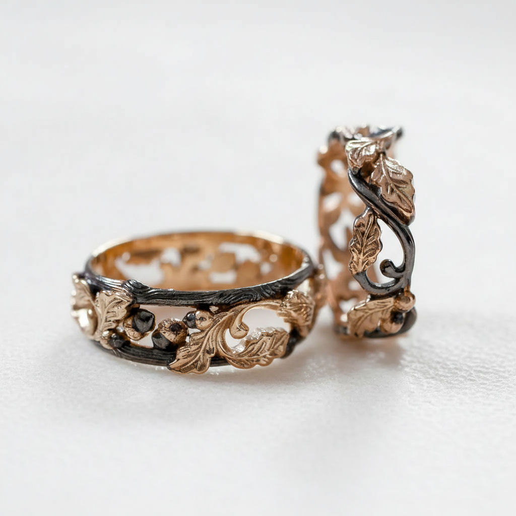 The Oak Promise: Hand-Engraved Wedding Bands