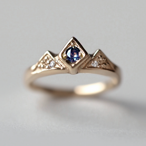 Eclipse Tiara Alexandrite Diamond Ring, Eclipse Tiara Ring, Mountain Wedding Ring