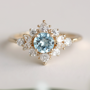 Ondine Aquamarine Engagement Ring, 14k Gold Aquamarine Engagement ring