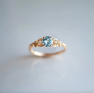 Blue Aquamarine Ring Gold, Aquamarine Engagement ring for women
