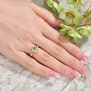 Nature Inspired Hexagon Cut Moss Agate Engagement Ring