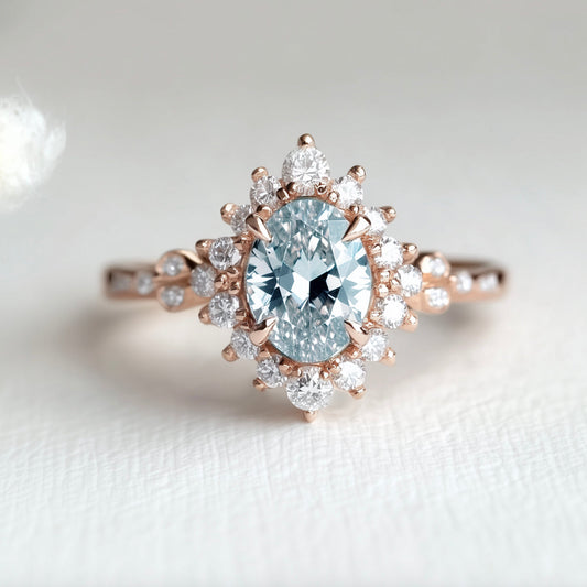 Theia Aquamarine Engagement Ring, 14k Gold Engagement Ring