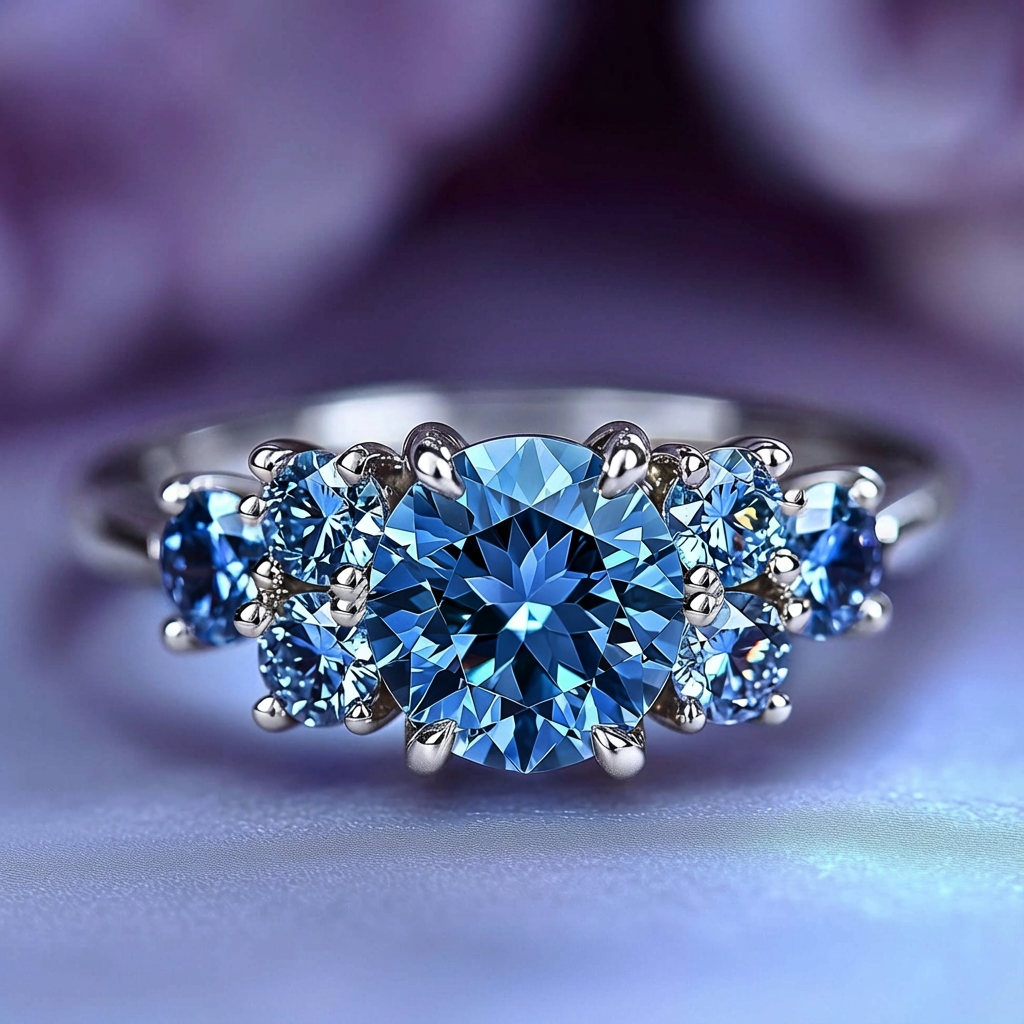 Carina 1CT Blue Sapphire Triple Stone Ring