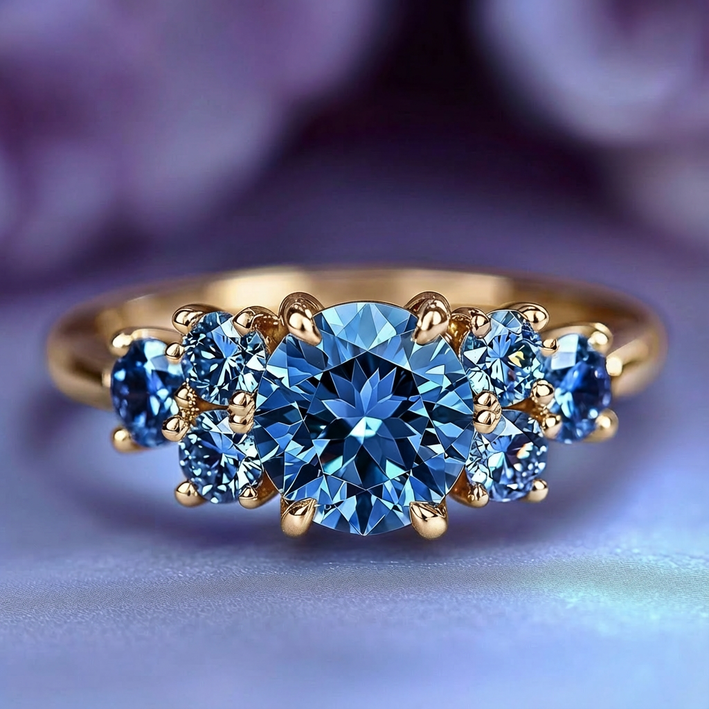 Carina 1CT Blue Sapphire Triple Stone Ring