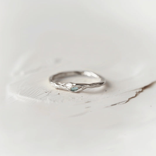 Free formed Simple Aquamarine ring, Dainty Ring