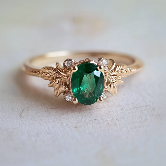 The Undina Ring, Emerald Engagement Ring, Emerald Wedding Ring, Emerald Jewelry