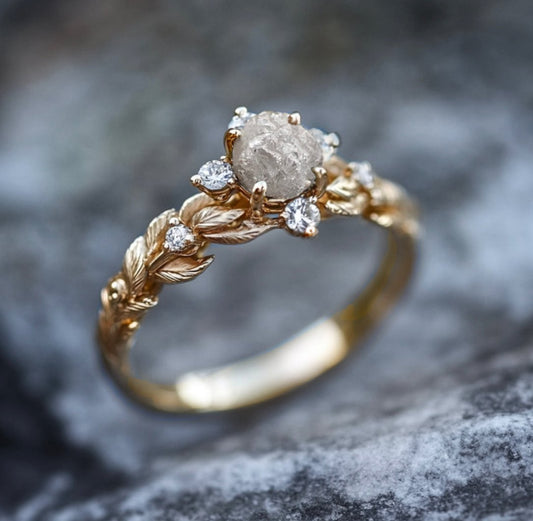 Uncut Raw Diamond Engagement Ring, Raw Diamond Rings, Uncut Diamond Ring
