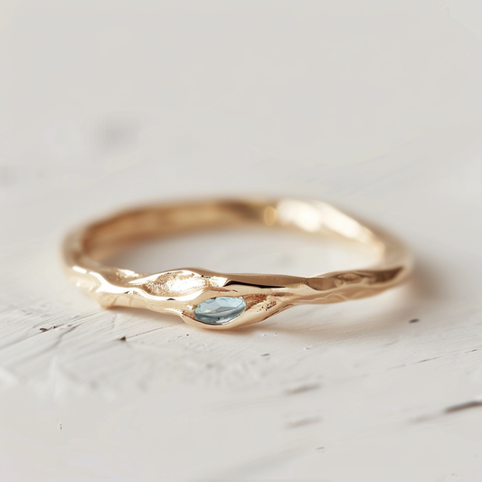 Free formed Simple Aquamarine ring, Dainty Ring