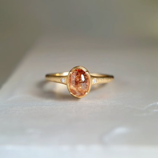 Golden Horizon Sunstone Engagement ring, Handcrafted Sunstone Ring