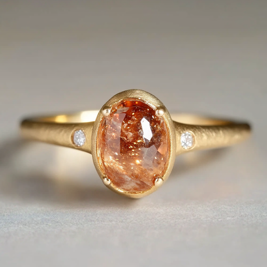 Golden Horizon Sunstone Engagement ring, Handcrafted Sunstone Ring