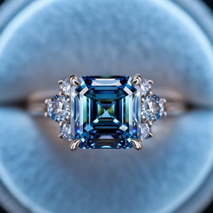 Seren's Lumen | Asscher Cut Blue Starry Ring