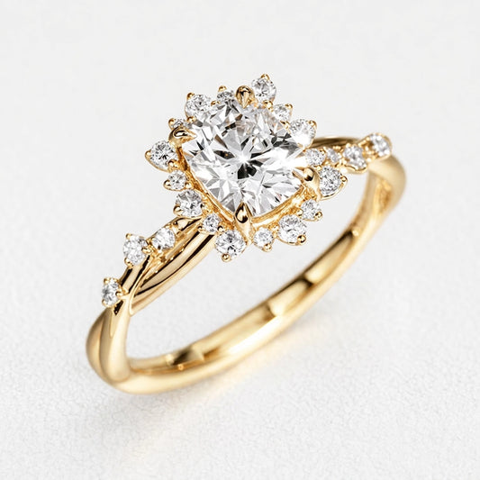 White Cushion Design 2CT Moissanite Engagement Ring