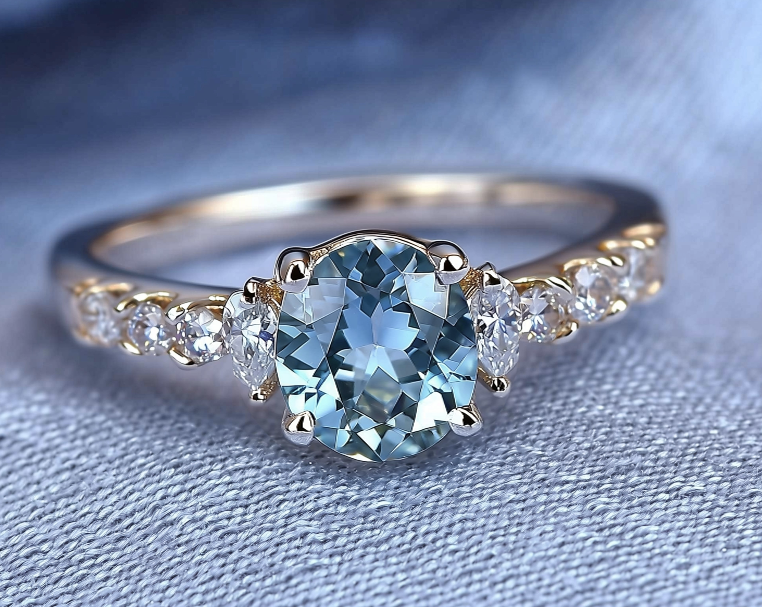The Odalys 1CT Round Cut Blue Gemstone Ring