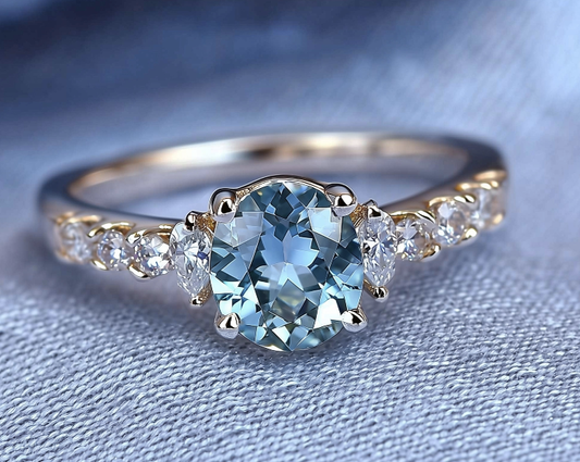 The Odalys 1CT Round Cut Blue Gemstone Ring