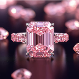 Prisca 3CT Emerald Cut Pink Gemstone Ring
